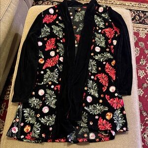 Weavz Open Front Long Cardigan Sweater Duster Size Large Velvet Feel (TD)